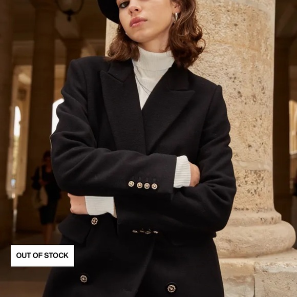 The Kooples rocker chic oversized wool coat double-breasted 34 - Picture 4 of 14